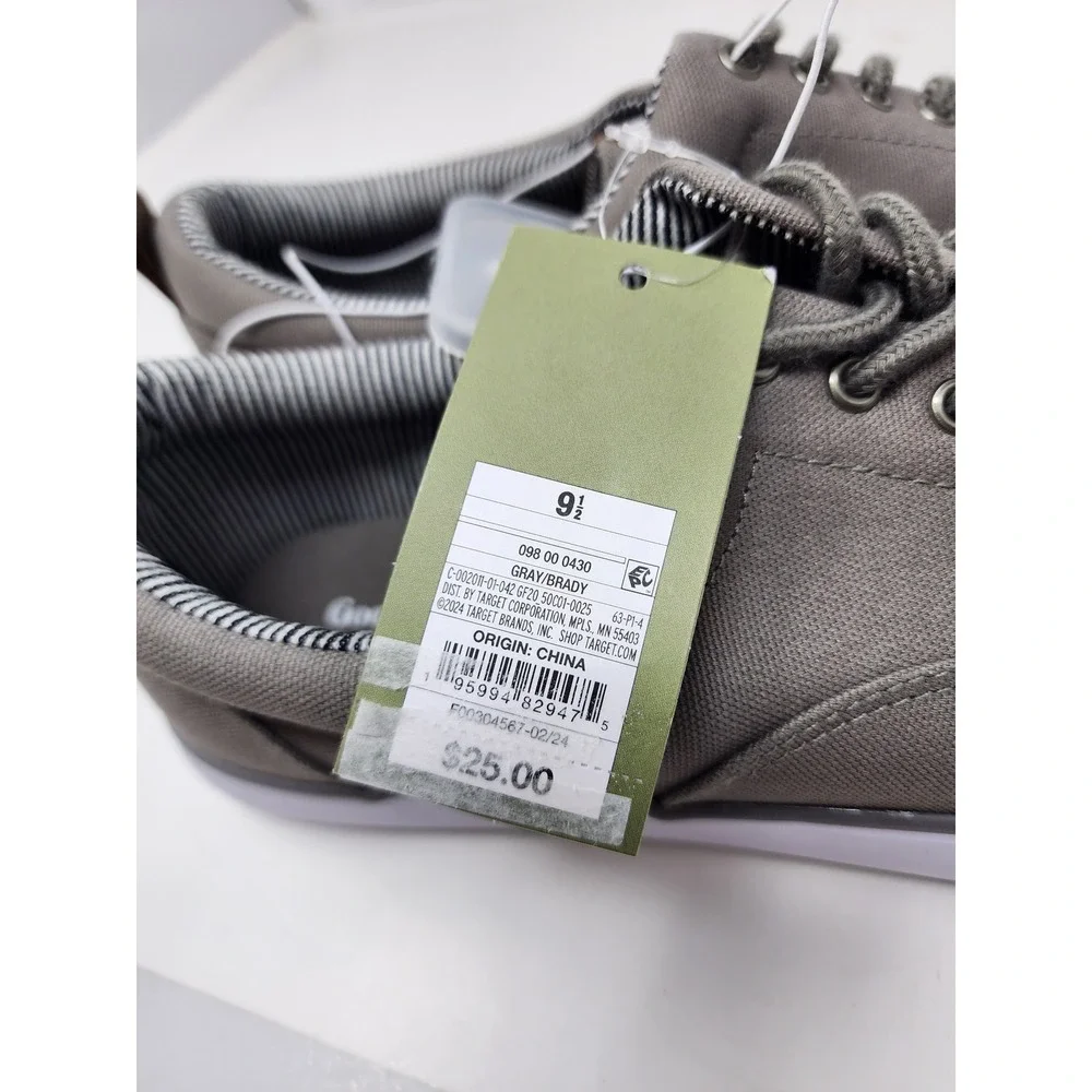 Goodfellow & Co Mens Low Top Lace Up Sneakers Gray Canvas Casual Size 9.5